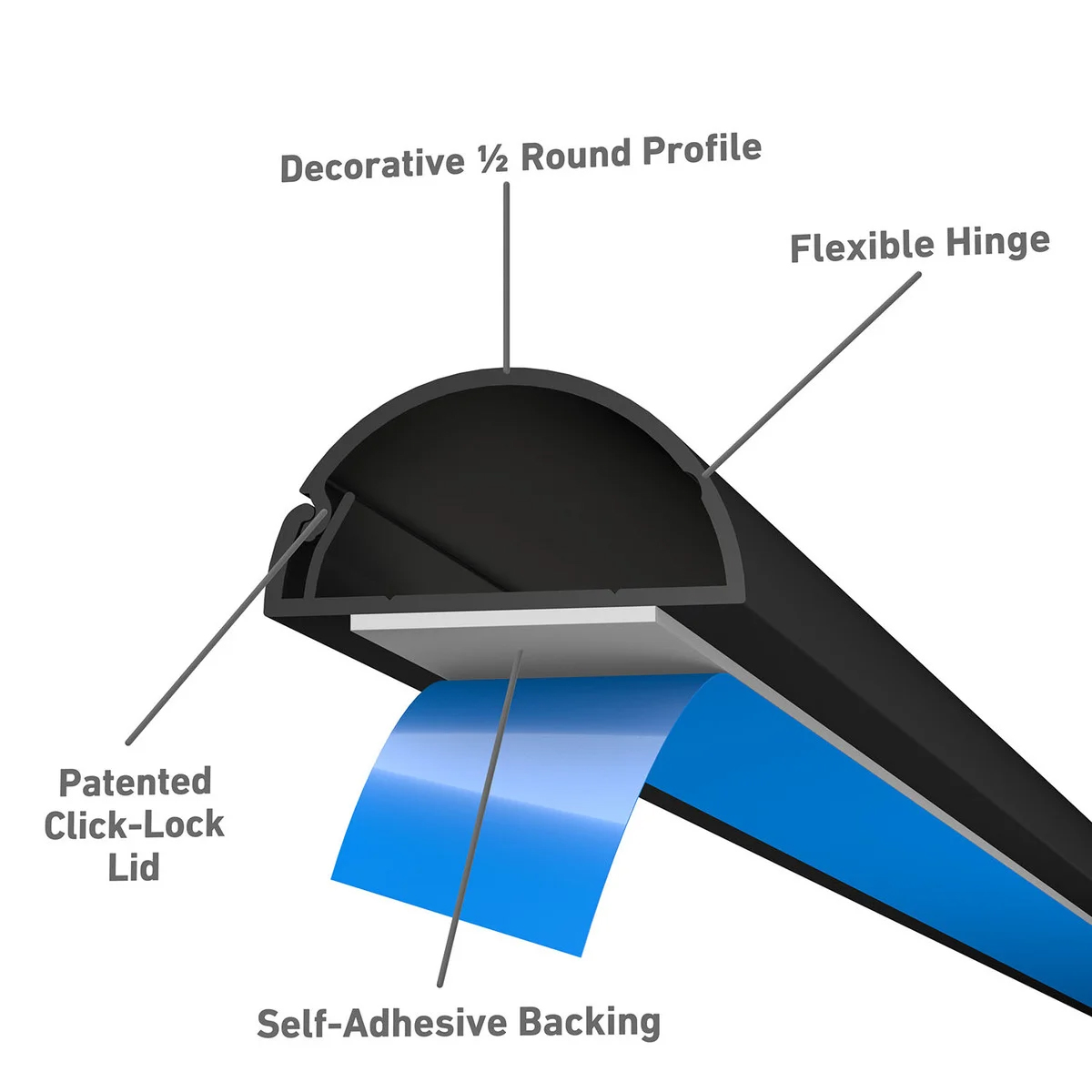 Kabelkanal D-LINE Kabelhanteringssats Svart 30x15 3x1.0m Självhäftande