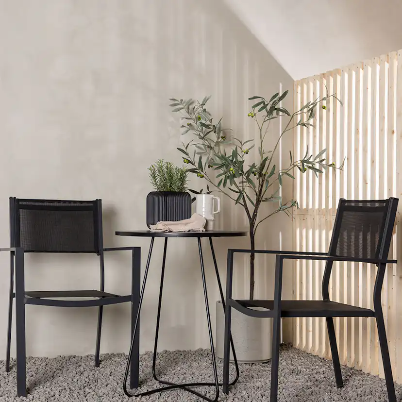 Bacong Cafetable Stål - Black / Round ø60** +Copacabana Stac Svart