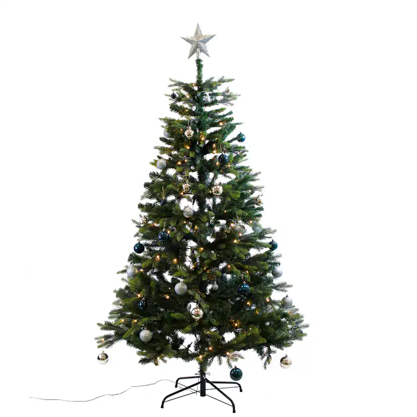 Julgranskulor med stjärna NORDIC WINTER blå/silver 50 delar Blå/Silver