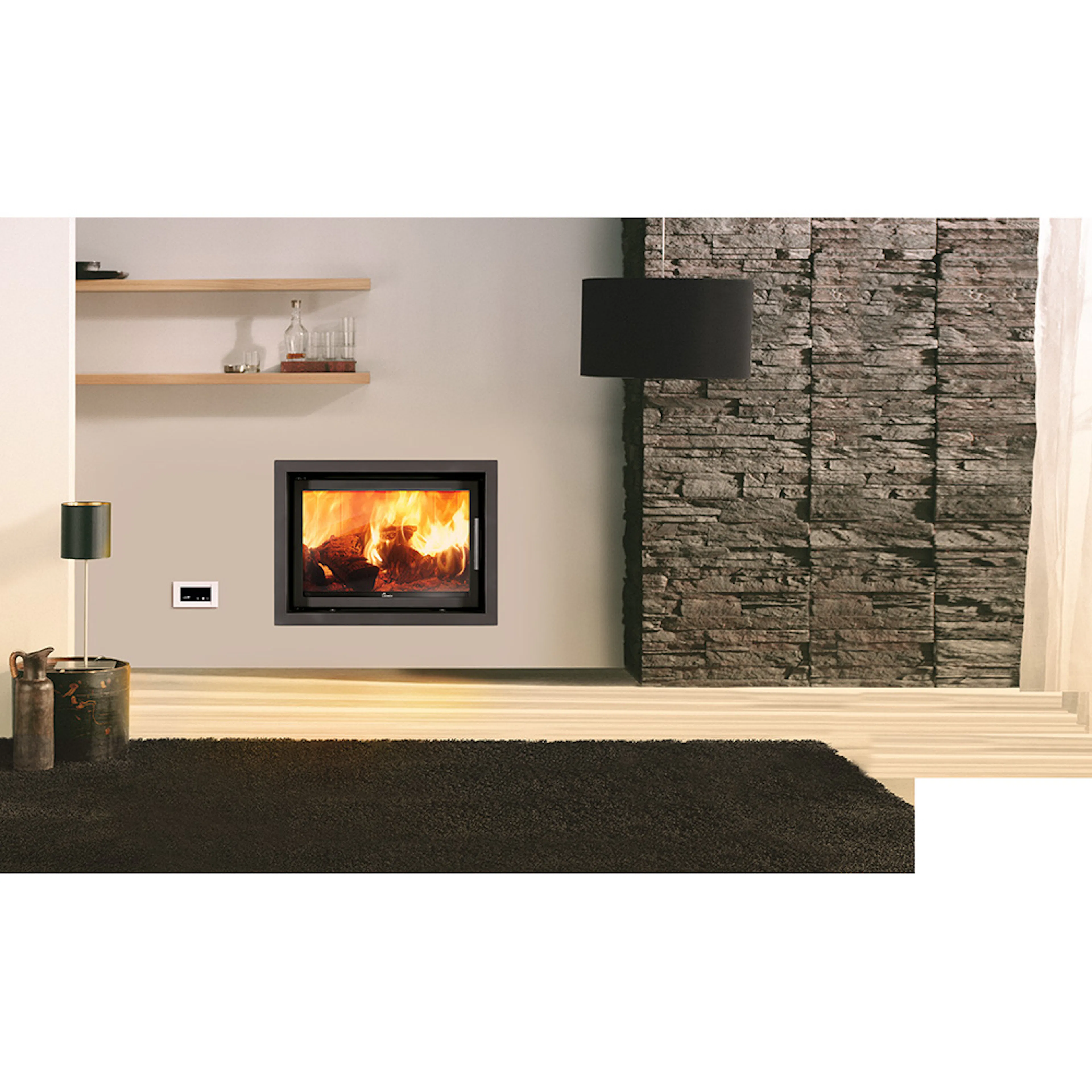 Öppen spis och kamin Lacunza Inca 80 Med turbinfläkt, Material: Thermotte