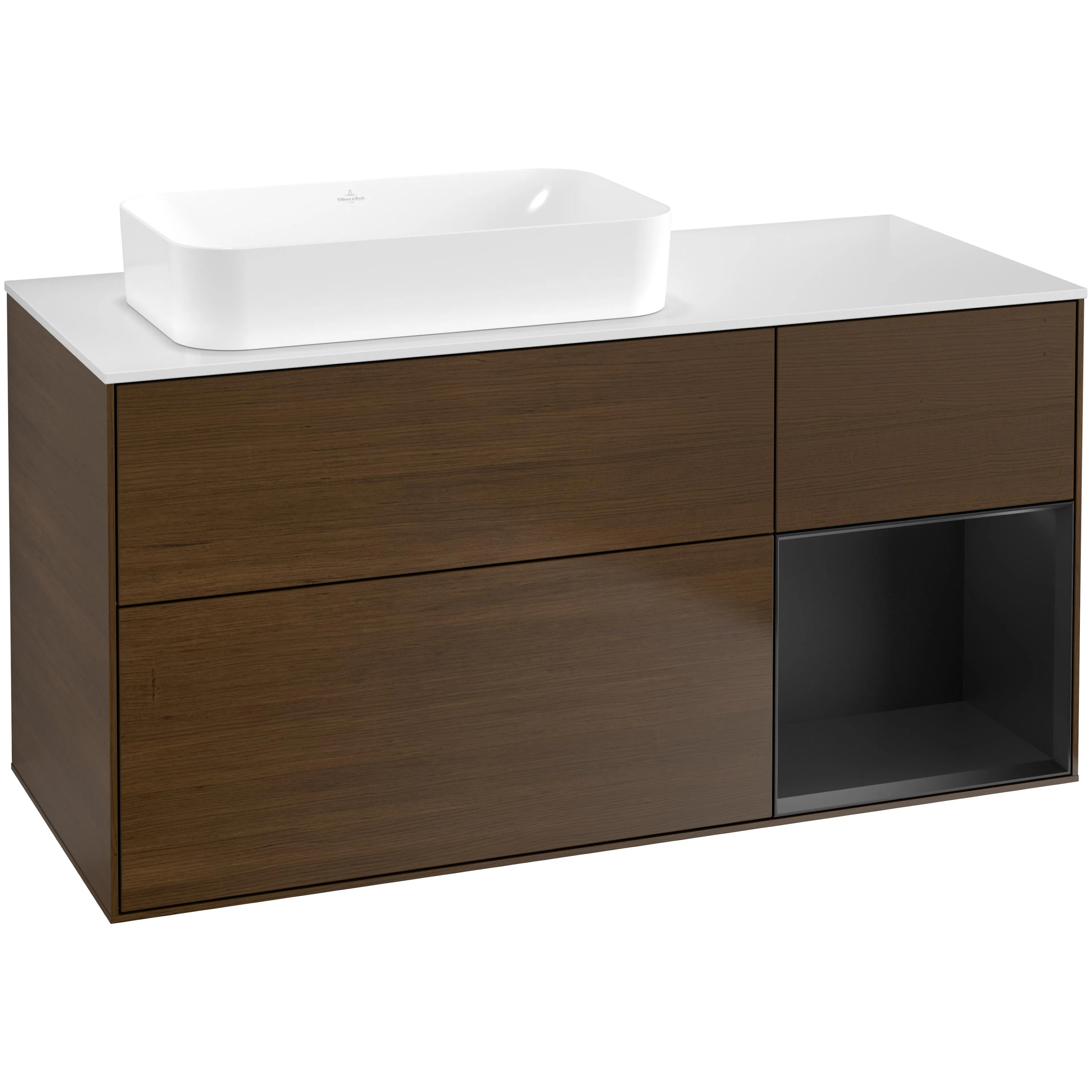 Tvättställsskåp Villeroy & Boch Finion med 3 Lådor Hylla och Bänkskiva för Ocentrerat Fristående Tvättställ