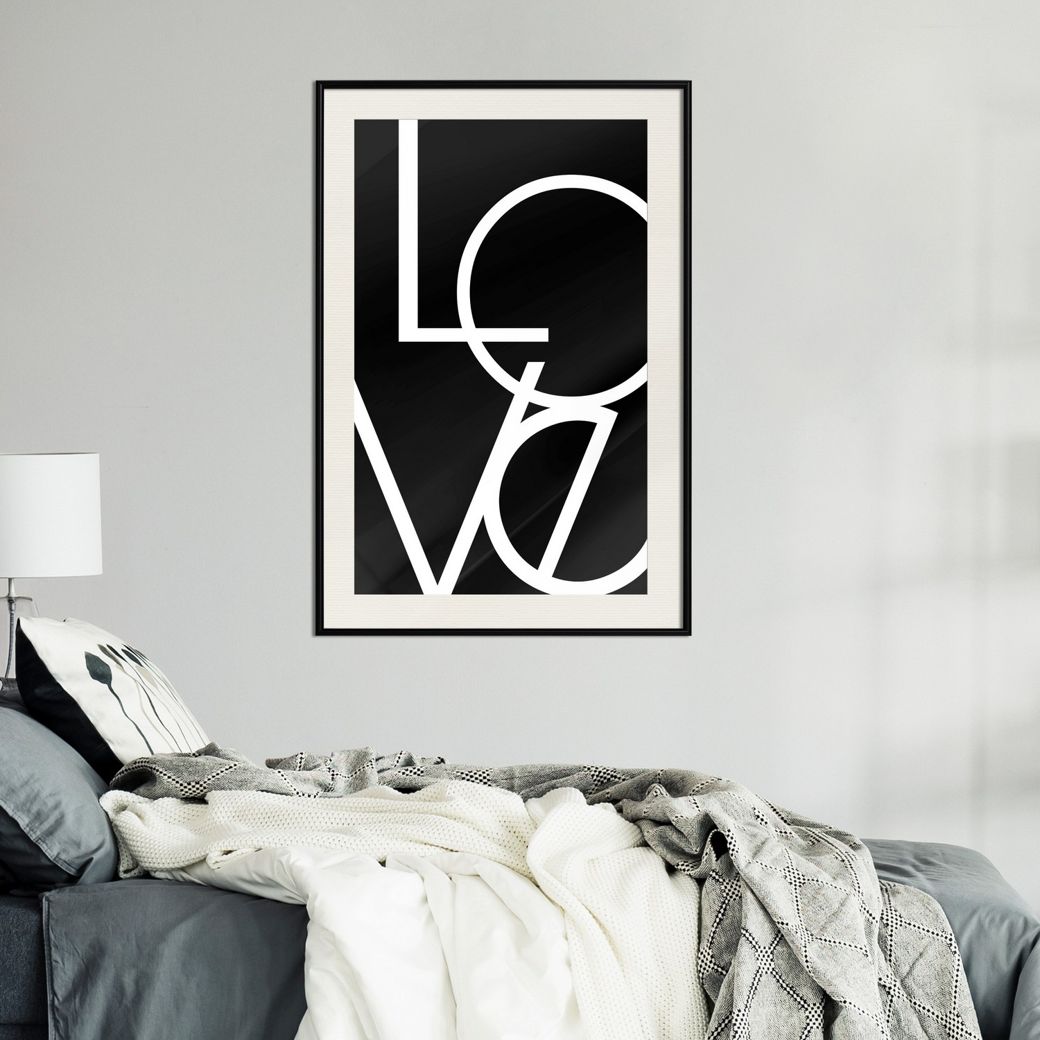 Affisch - Black and White: Love [Poster] 40x60 Svart ram med passepartout, 40x60 cm
