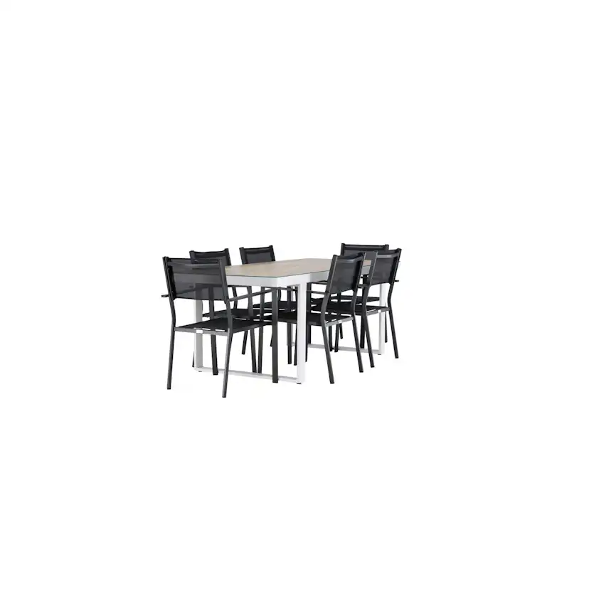 Merlo Dining Table - White/Whitewash +Copacabana Stacking Ch Trädgårdsgrupp Venture Home Merlo med 6 Copacabana Stolar