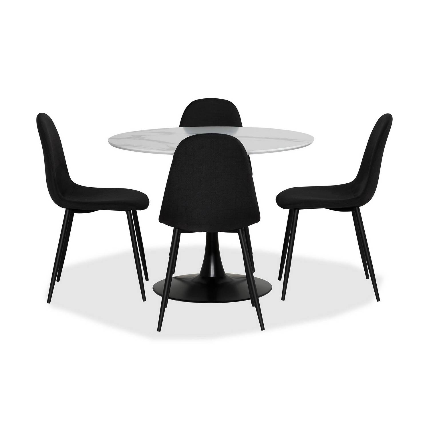 Matgrupp Basic Home Caitly Runt Matbord 100 cm Svart Bas med 4 Nibe Matstol