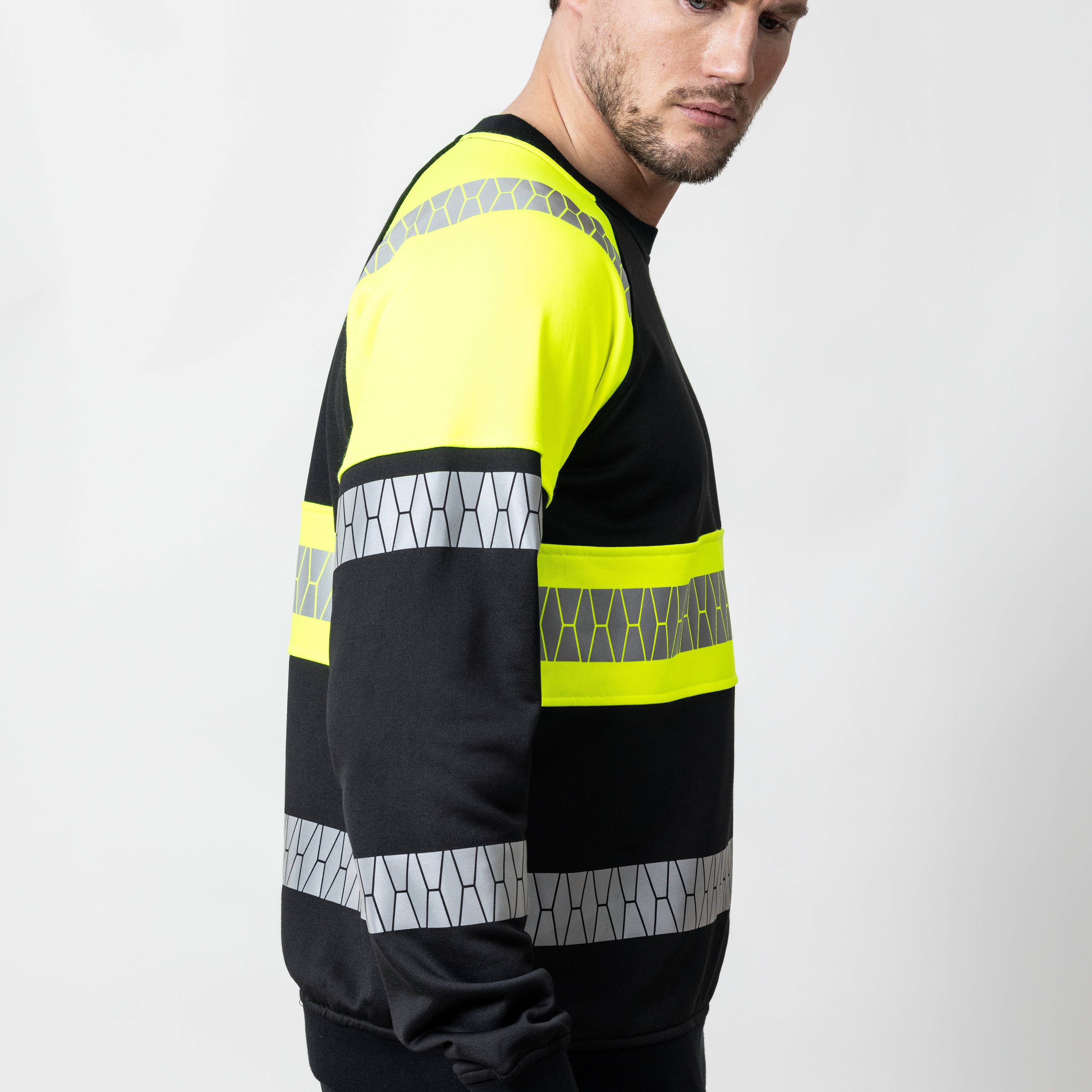 Sweatshirt Jobman Hel-Zip Varsel Svart/Gul V