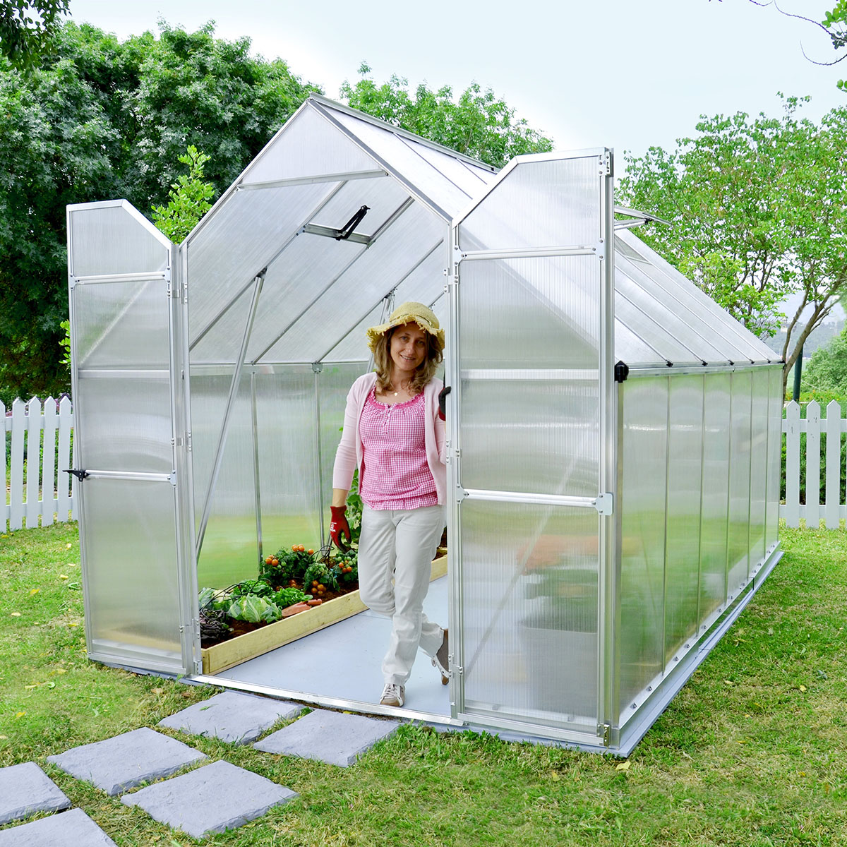 Växthus Canopia by Palram Essence Aluminiumram med UV-Skyddad Polykarbonat & Ventilationsfönster, 9 m²