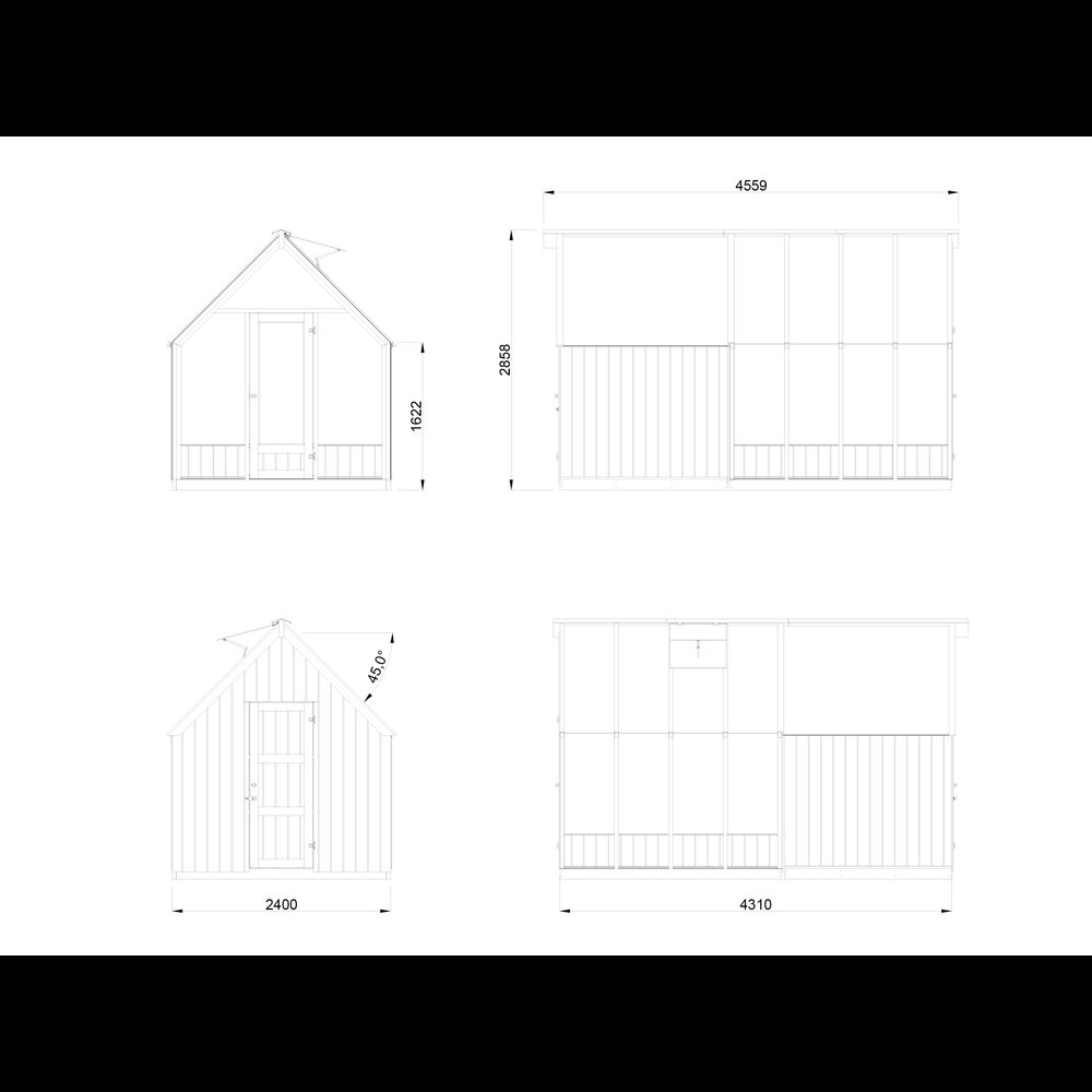 Växthus Palmako Emilia 10,2 m² (inv. 5,4+4,0 m²)