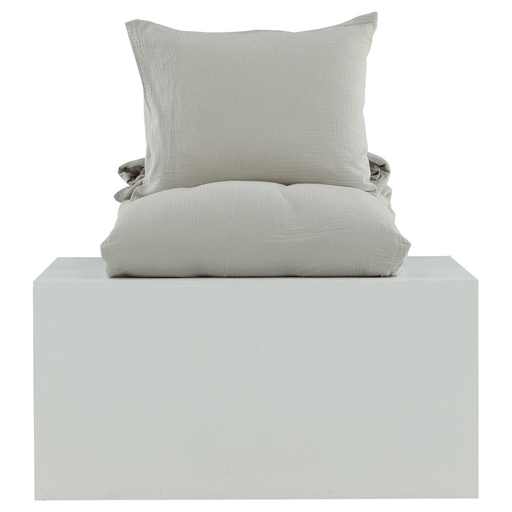 Mila Bed Set Cotton Gauze Light Grey 150x200 cm Färg: Ljusgrå, Mått: 150x200 cm