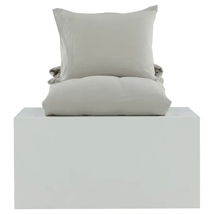 Mila Bed Set Cotton Gauze Light Grey 150x200 cm Färg: Ljusgrå, Mått: 150x200 cm
