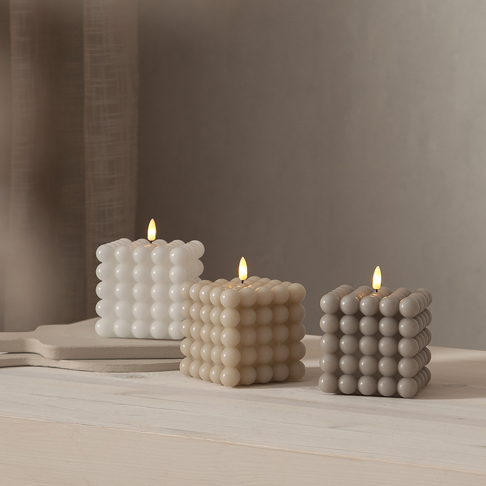 LEDBlockljus Flamme Dot Vit