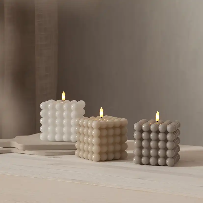 LEDBlockljus Flamme Dot Vit