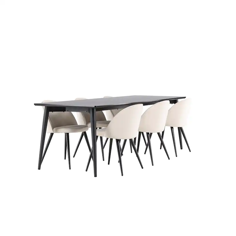 Matgrupp Venture Home Ellis 230 med 6 st Velvet Stolar