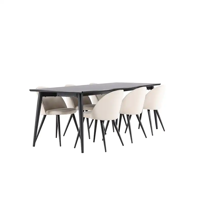 Matgrupp Venture Home Ellis 230 med 6 st Velvet Stolar