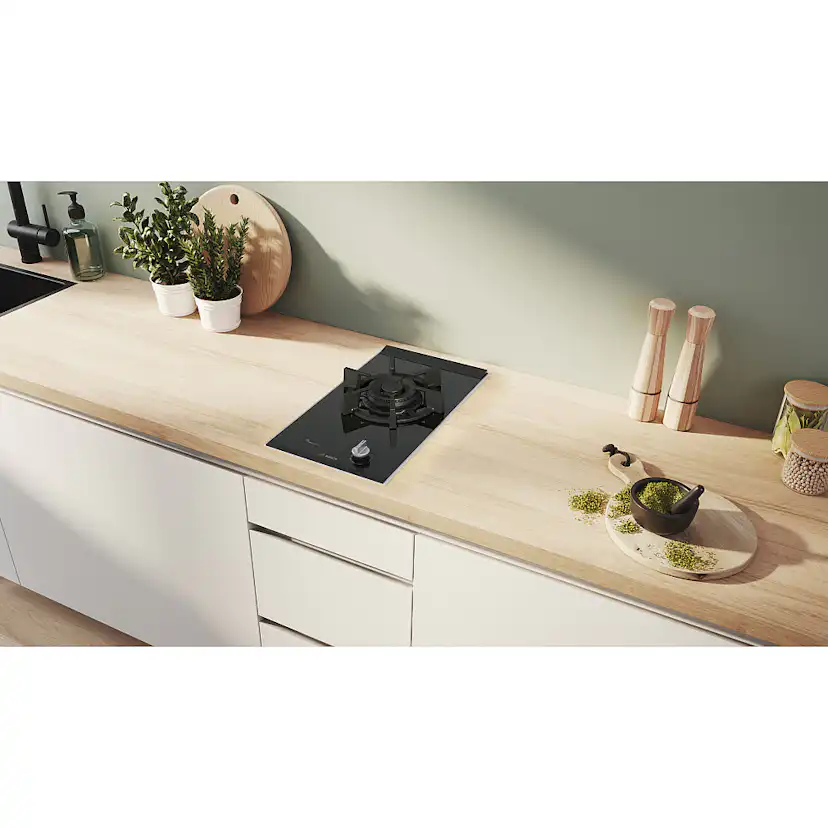 Gashäll Bosch Serie 8 PRA3A6I10 Svart Glaskeramik 30cm med Flameselect och Diskmaskinssäkra Stöd