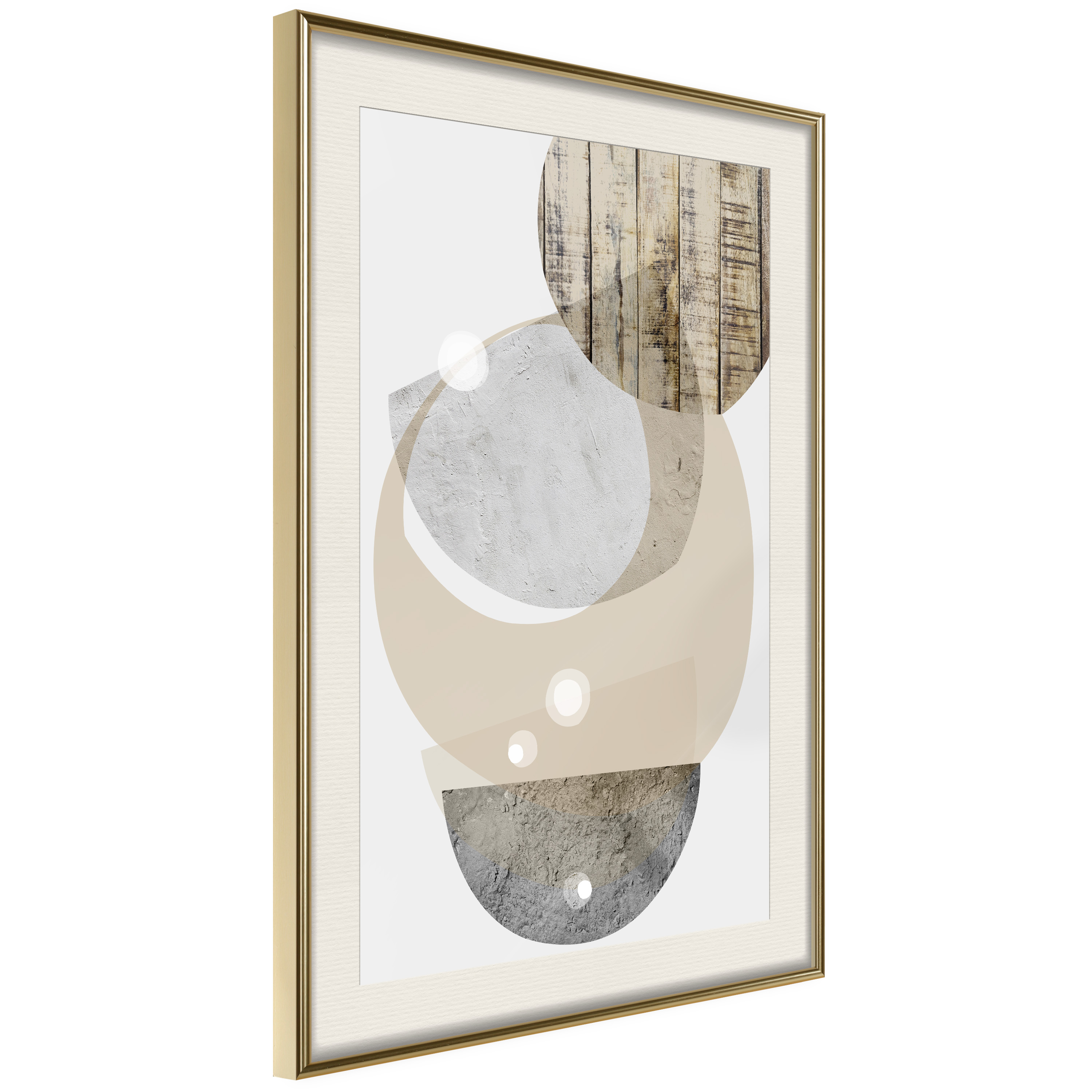 Affisch - Beige Fusion [Poster] 20x30 Guld ram med passepartout, 20x30 cm