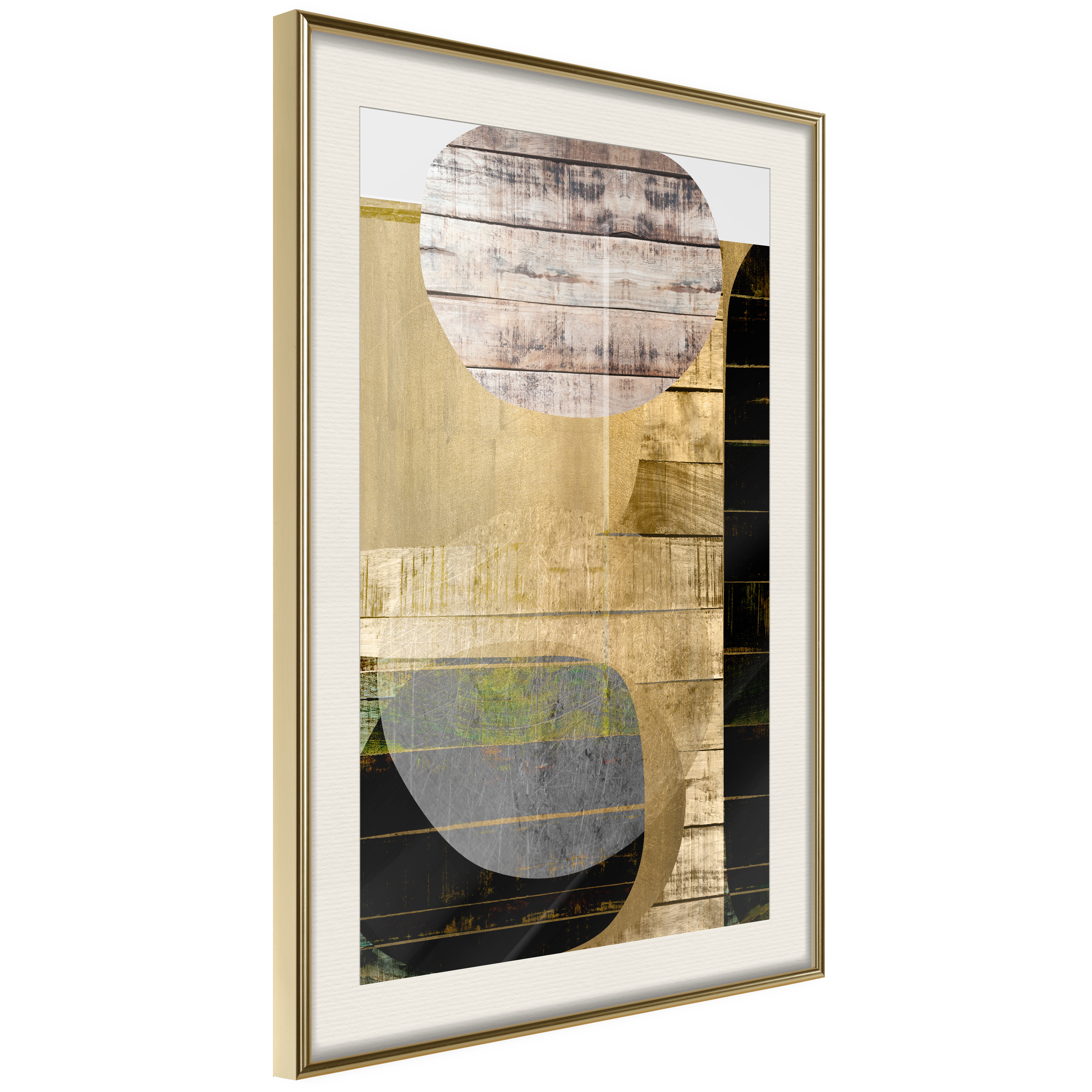 Affisch - Abstract Construction [Poster] 40x60 Guld ram med passepartout, 40x60 cm