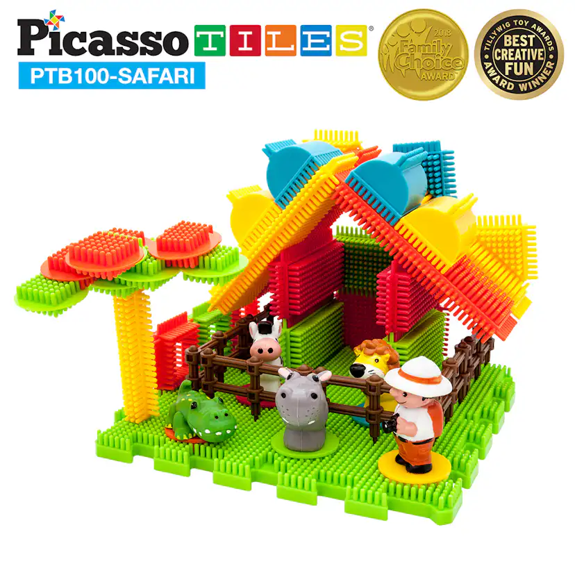 Byggbitar Picasso Tiles Bristle Blocks 100 Bitar Safari