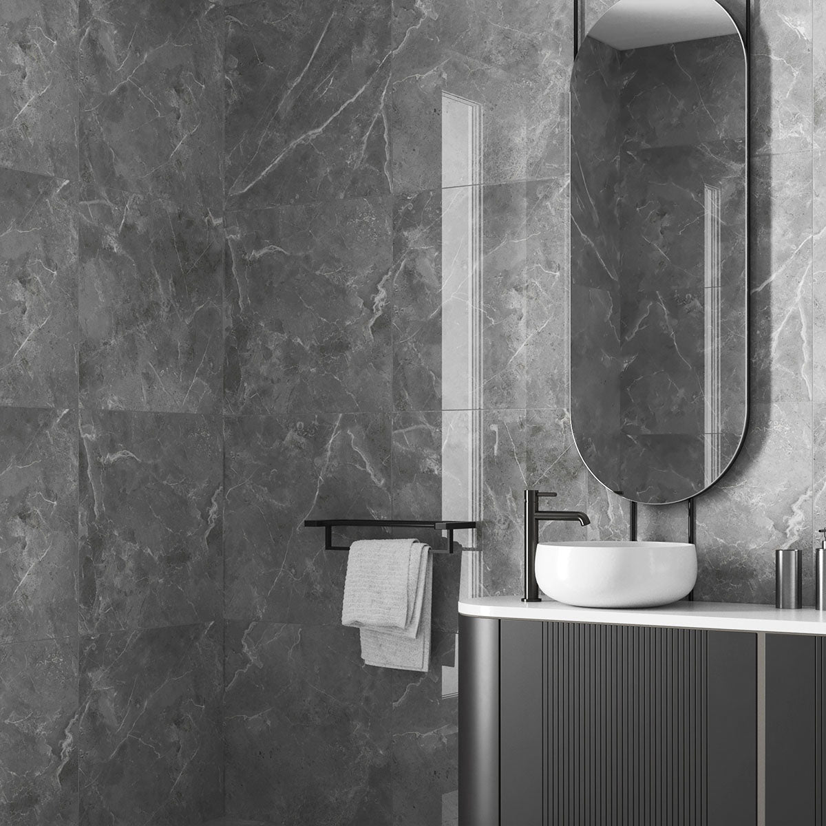Klinker Tenfors Pulpis Dark Grey Marmor Blank 60x60