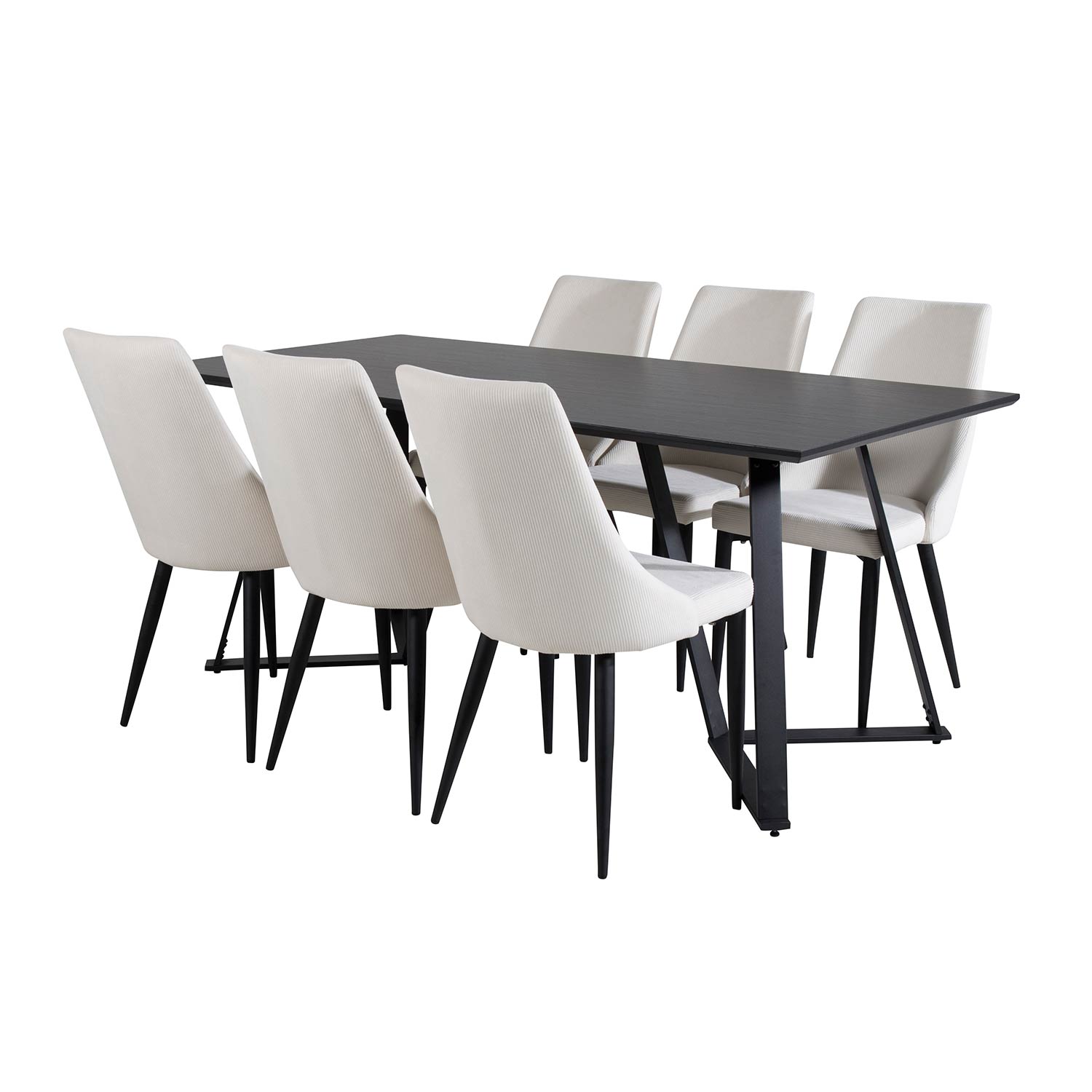 Marina Table - Black top /Leone Chair - Beige / Black_6 Svart/Beige