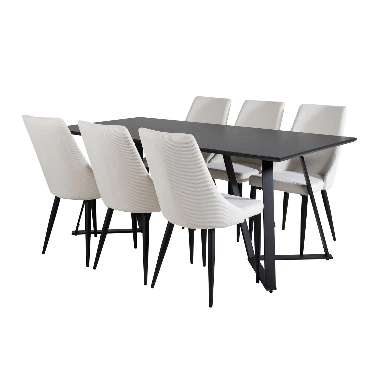Matgrupp Venture Home Madde med 6 Laura Stolar Manchester Svart/Beige
