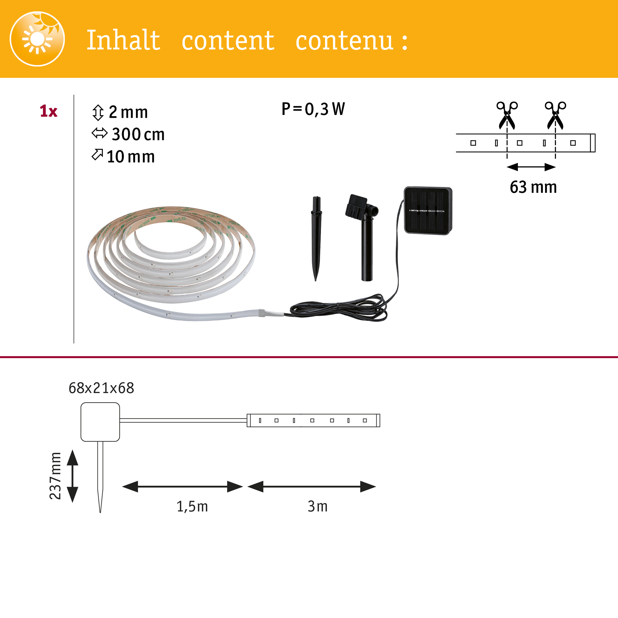 Solcellsljusslinga LED Paulmann Ljusstrip 3 m inkl. skymningssensor och batteri IP44 Ljus: RGB