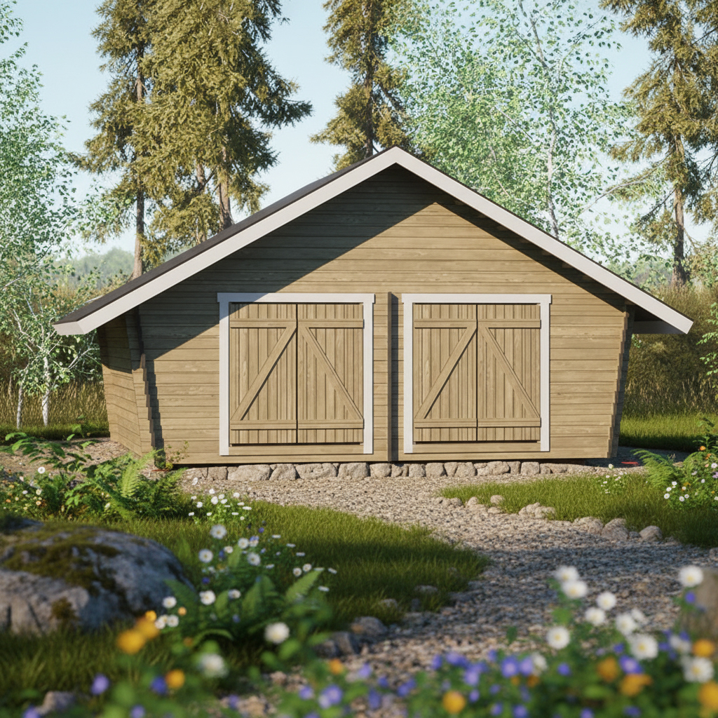 Timmerförråd LP Garden U-XXL (25m²) Lutande Tät Vägg