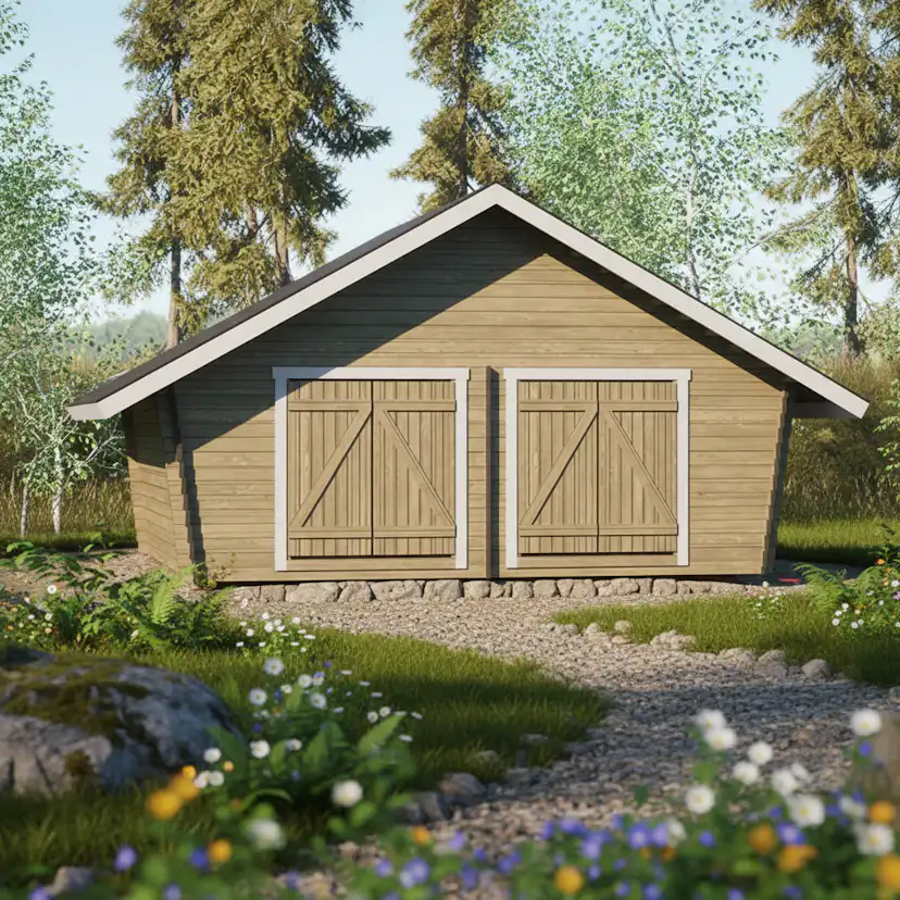 Timmerförråd LP Garden U-XXL (25m²) Lutande Tät Vägg