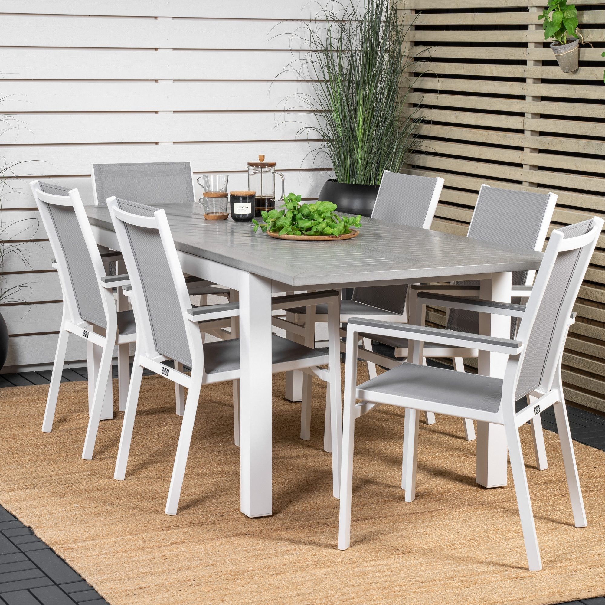 Albany Dining Table 152/210*90 - White Alu / Grey Aintwood+P Vit/Grå