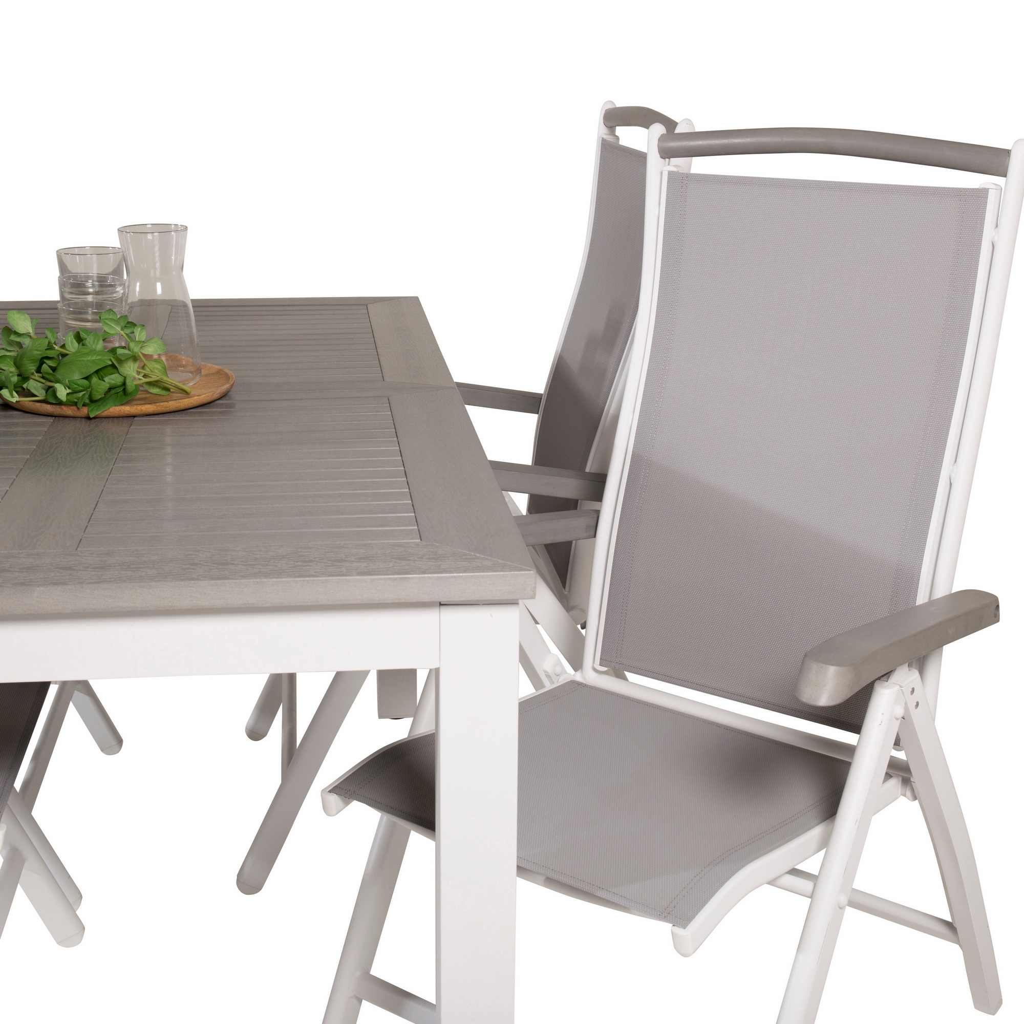 Albany Dining Table 152/210*90 - White Alu / Grey Aintwood+A Grå