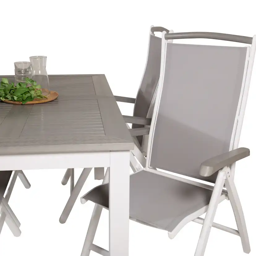 Albany Dining Table 152/210*90 - White Alu / Grey Aintwood+A Grå
