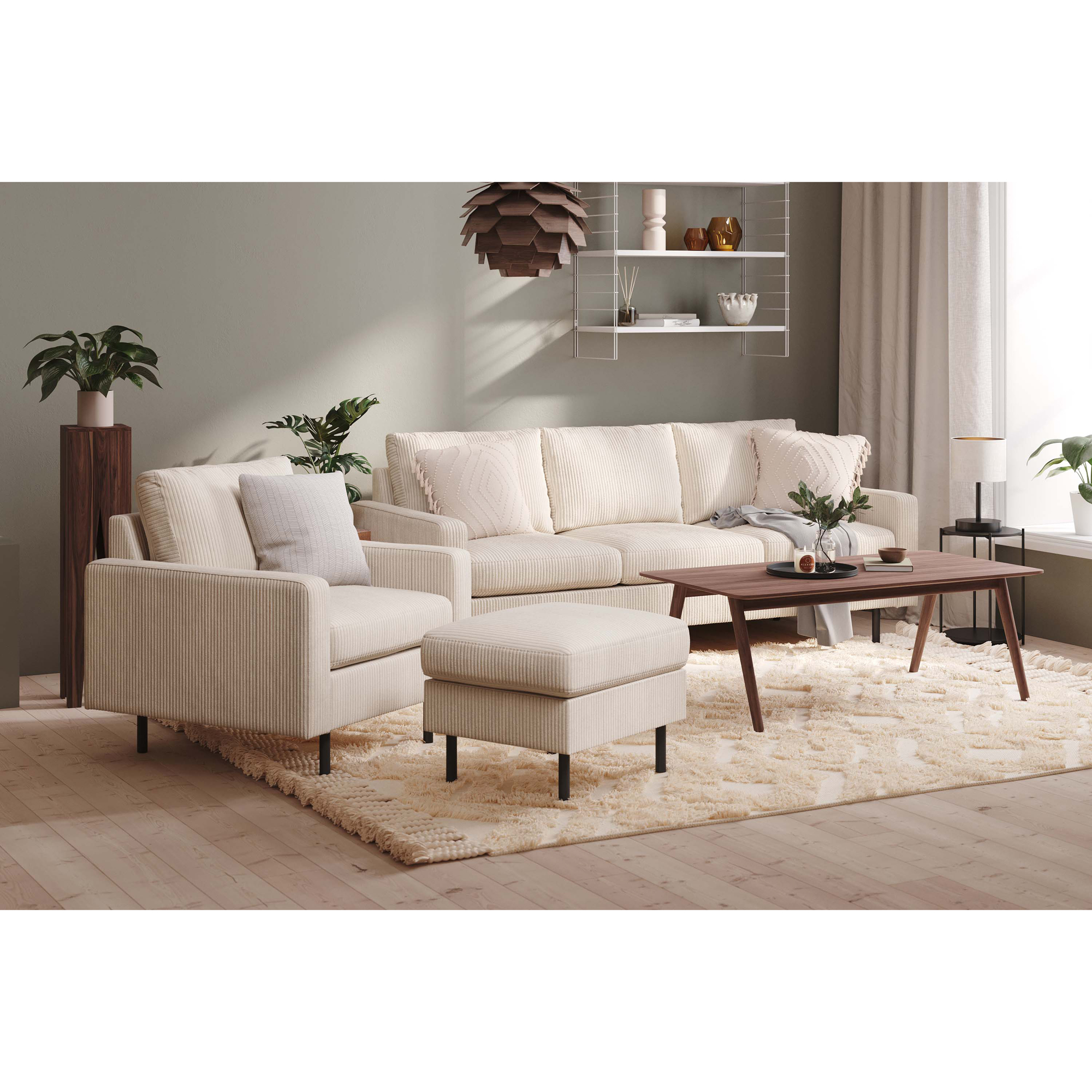 Soffgrupp Scandinavian Choice Peppe 3-sits med Fåtölj och Fotpall