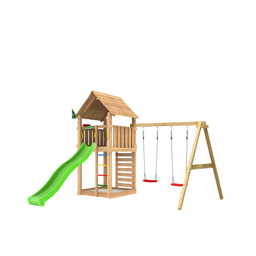Lektorn Jungle Gym Cabin 2.1 Gungmodul & Grön Rutschkana