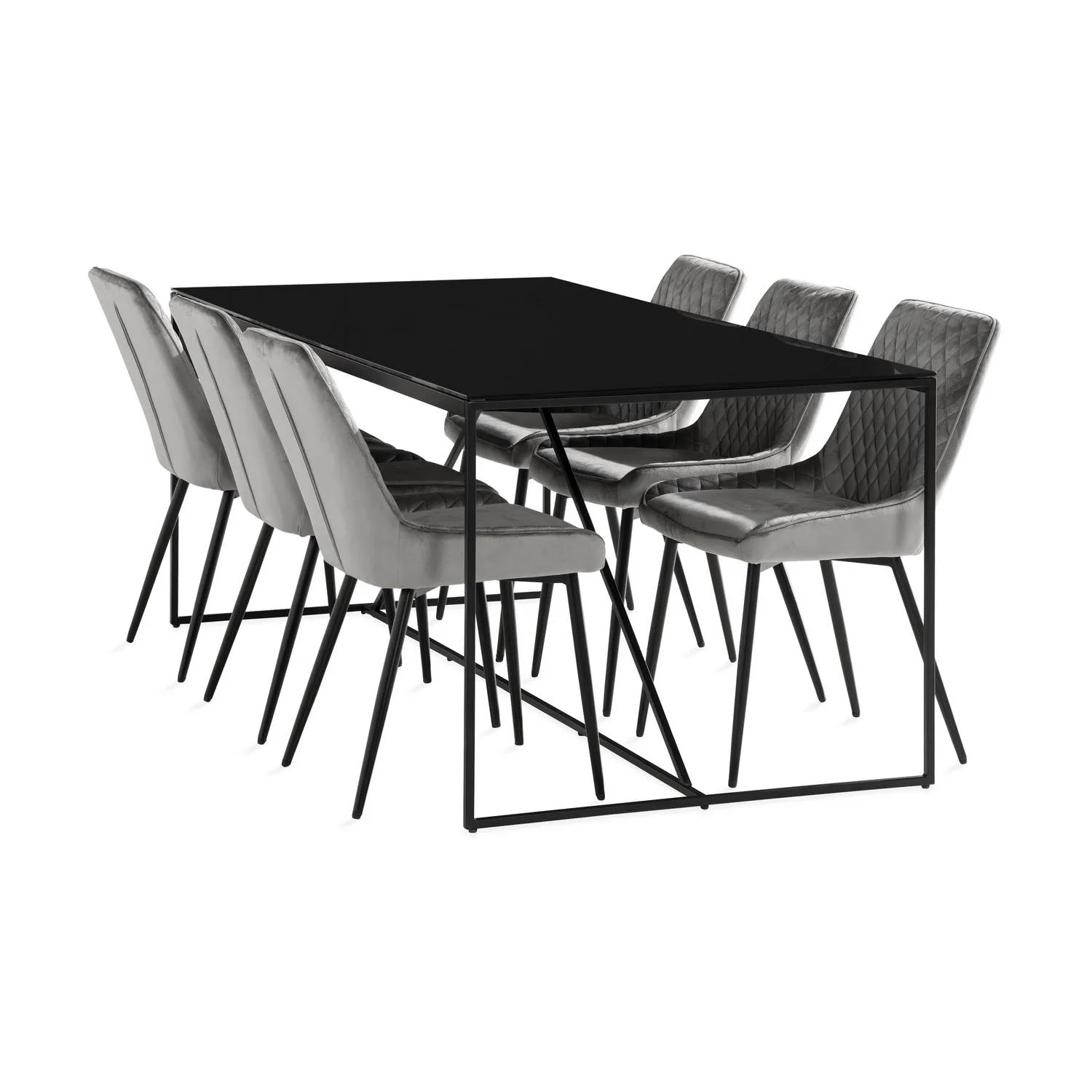 Matgrupp Basic Home Indy Rektangulärt Matbord 180 cm med 6 Hennebyn Matstol