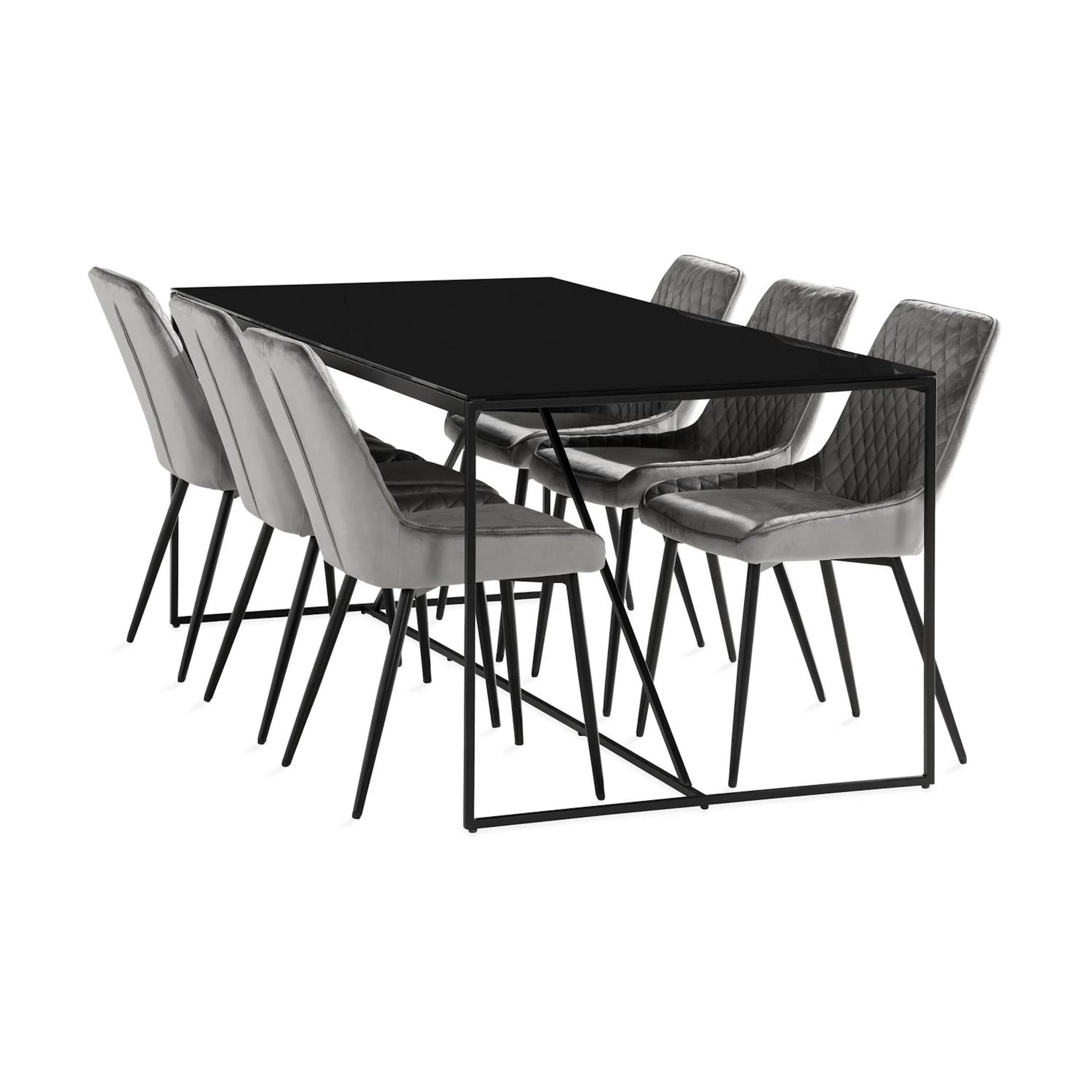 Matgrupp Basic Home Indy Rektangulärt Matbord 180 cm med 6 Hennebyn Matstol