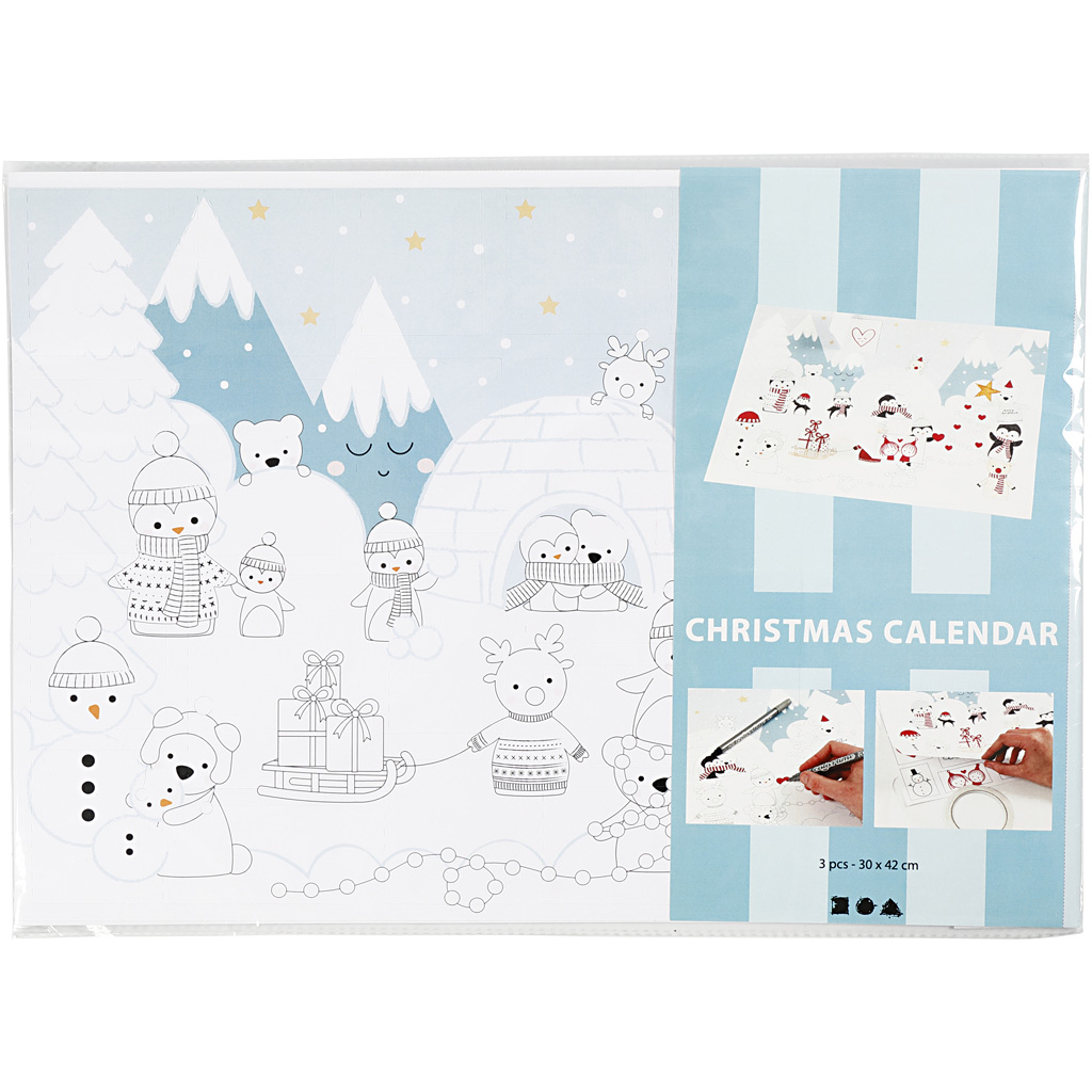 Julkalender Creativ Company Stl 30x42 cm Vit 3 st/1 Förp