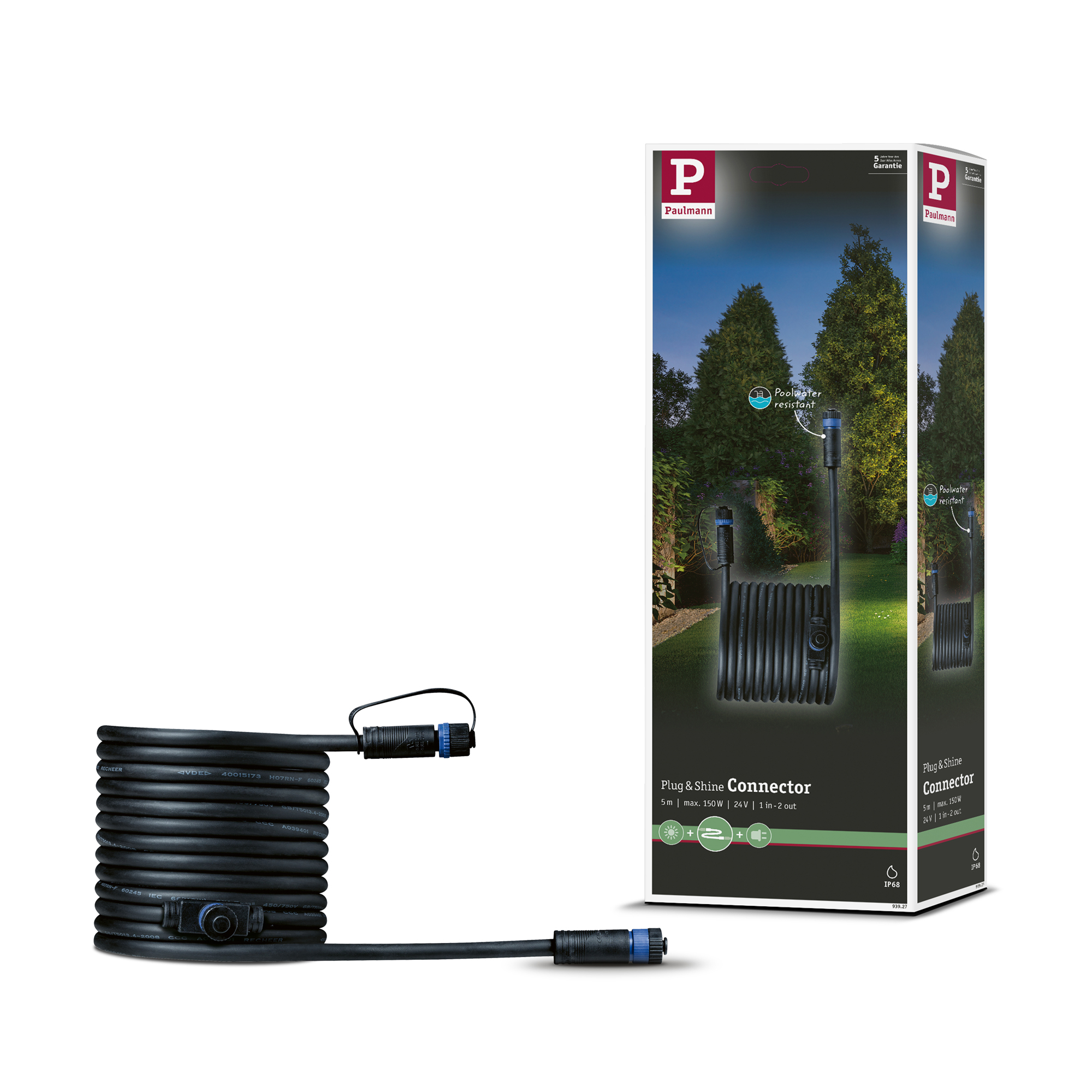 Anslutningskabel Paulmann Plug & Shine IP68 max. 150W 1in-3ut