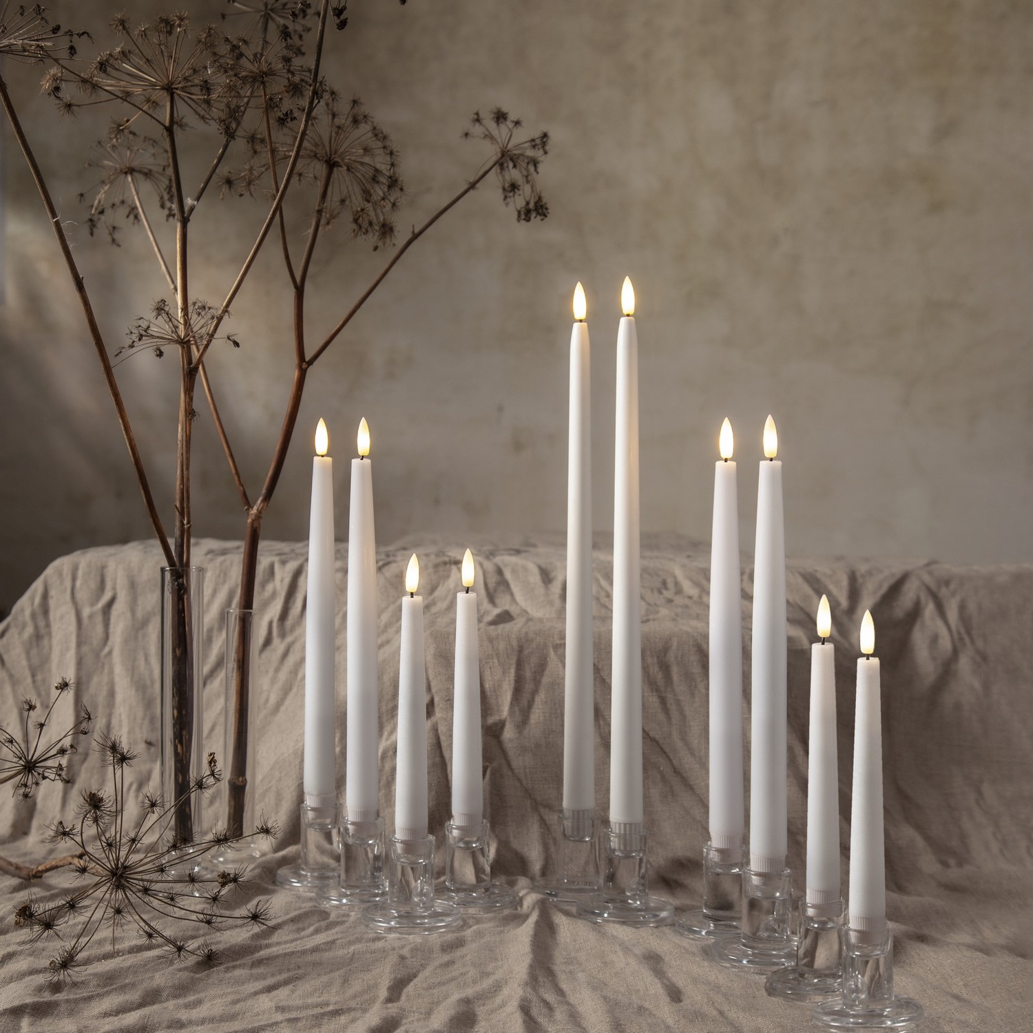 Antikljus Star Trading 2p Flamme Slim38  cm Vit