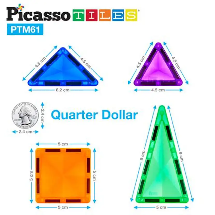 Magnetplattor Picasso Tiles 61 bitar Mini