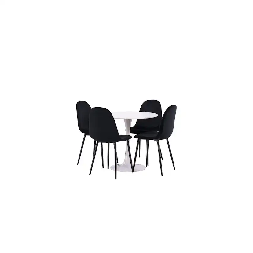 Matgrupp Venture Home Hamden Ø80 cm med 4 Polar Sammet stolar