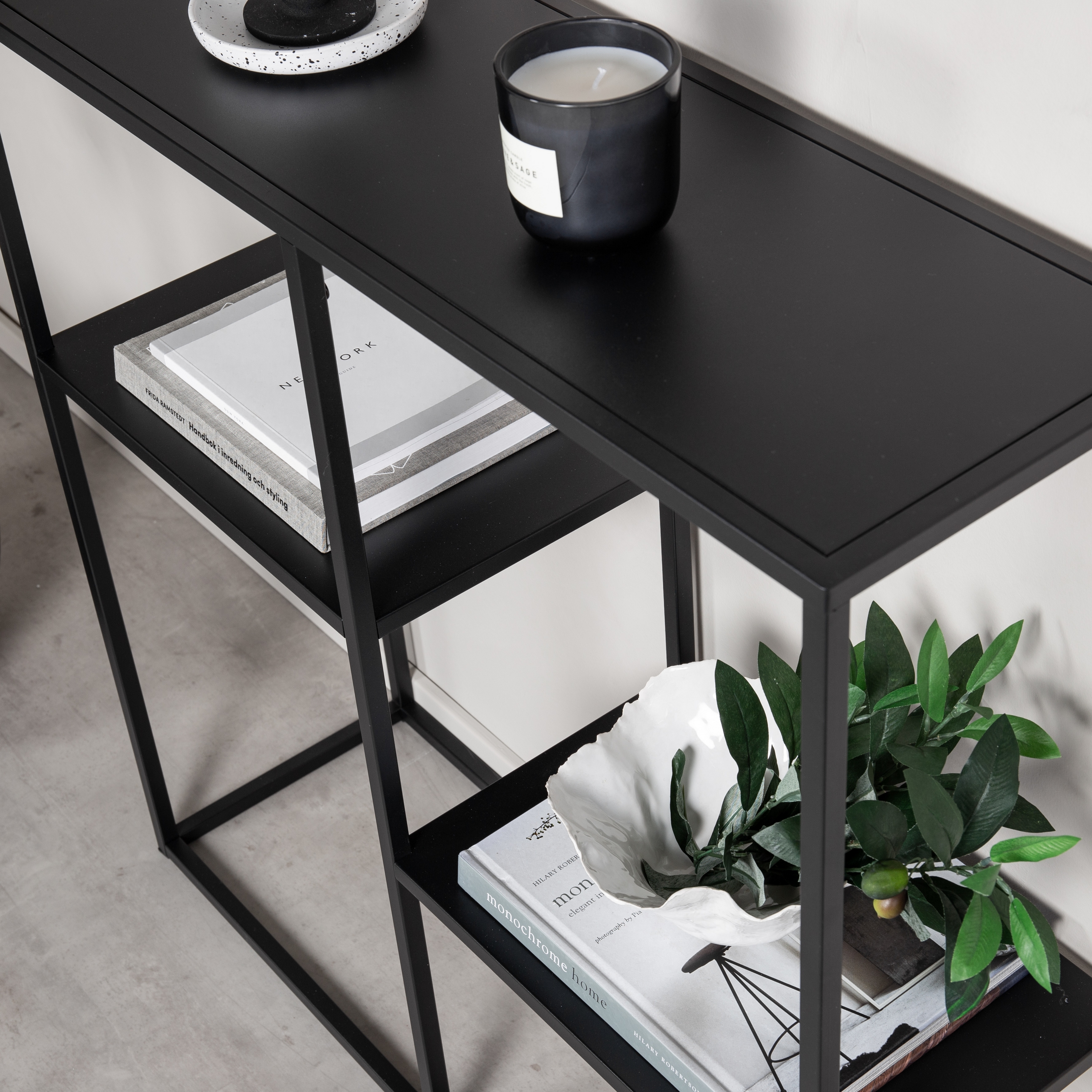 Avlastningsbord Venture Home Svart Staal med Öppet Hyllsystem i Pulverlackerat Stål