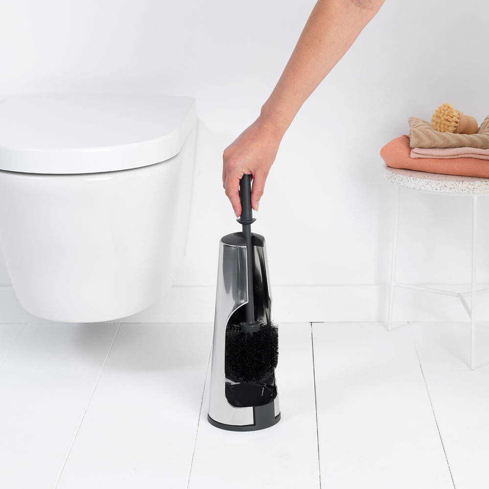 Toalettborste Brabantia med hållare för golv med plasthandta Färg: Blank Stål