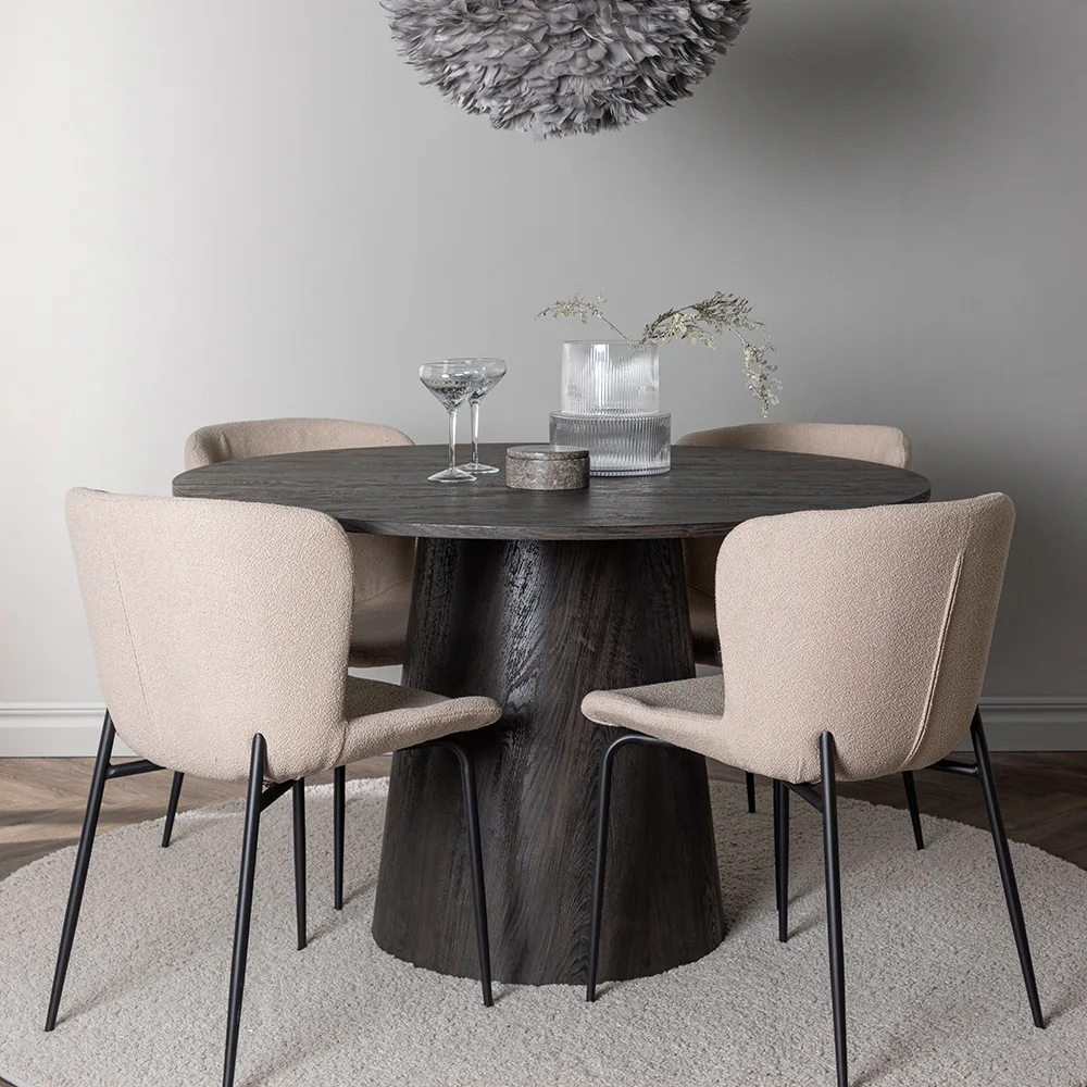 Matgrupp Venture Home Lanzo Ø120 cm med 4 st Modesto stolar Beige/Brun