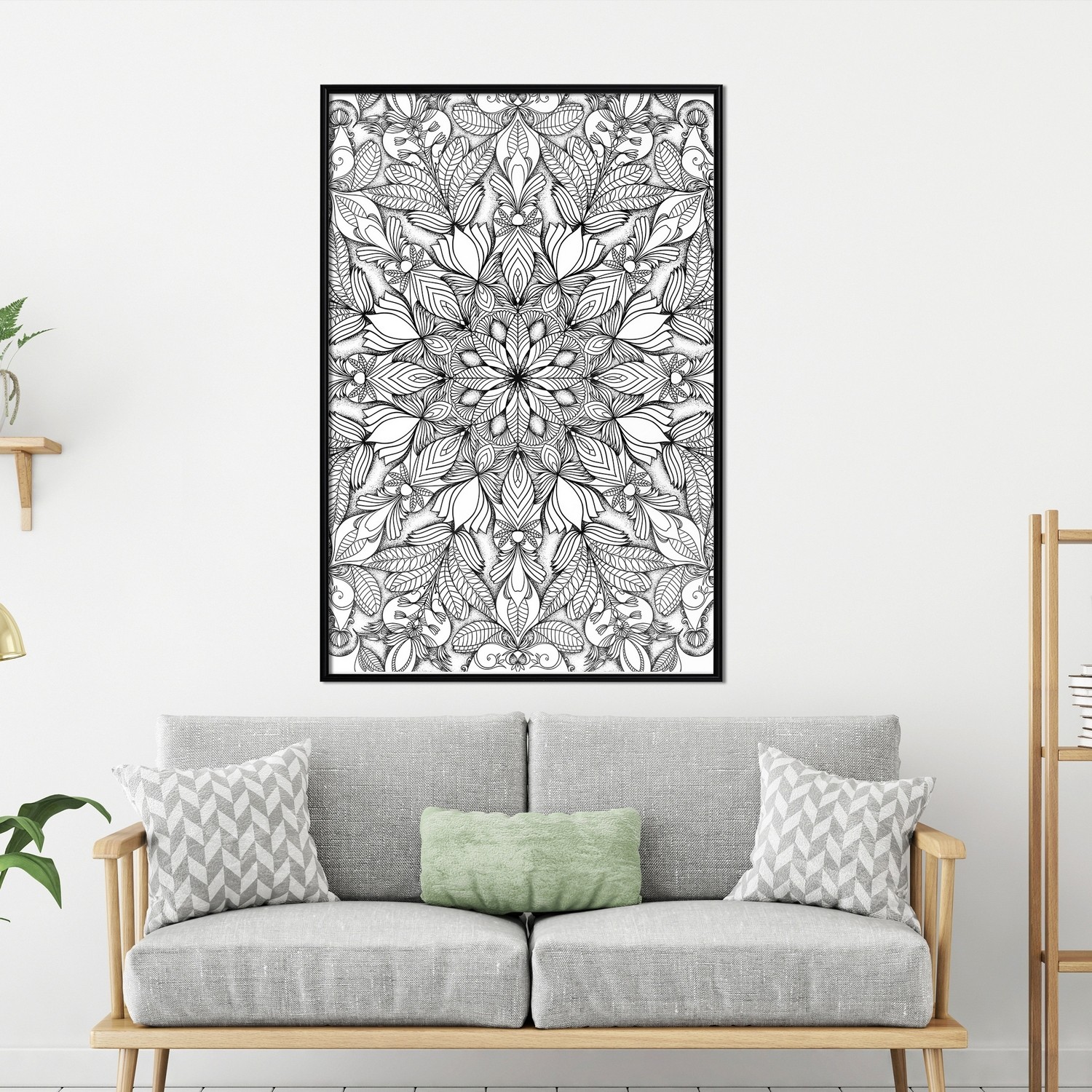 Poster Artgeist Affisch Monochrome Mandala