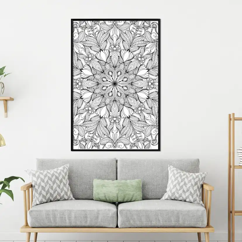 Poster Artgeist Affisch Monochrome Mandala