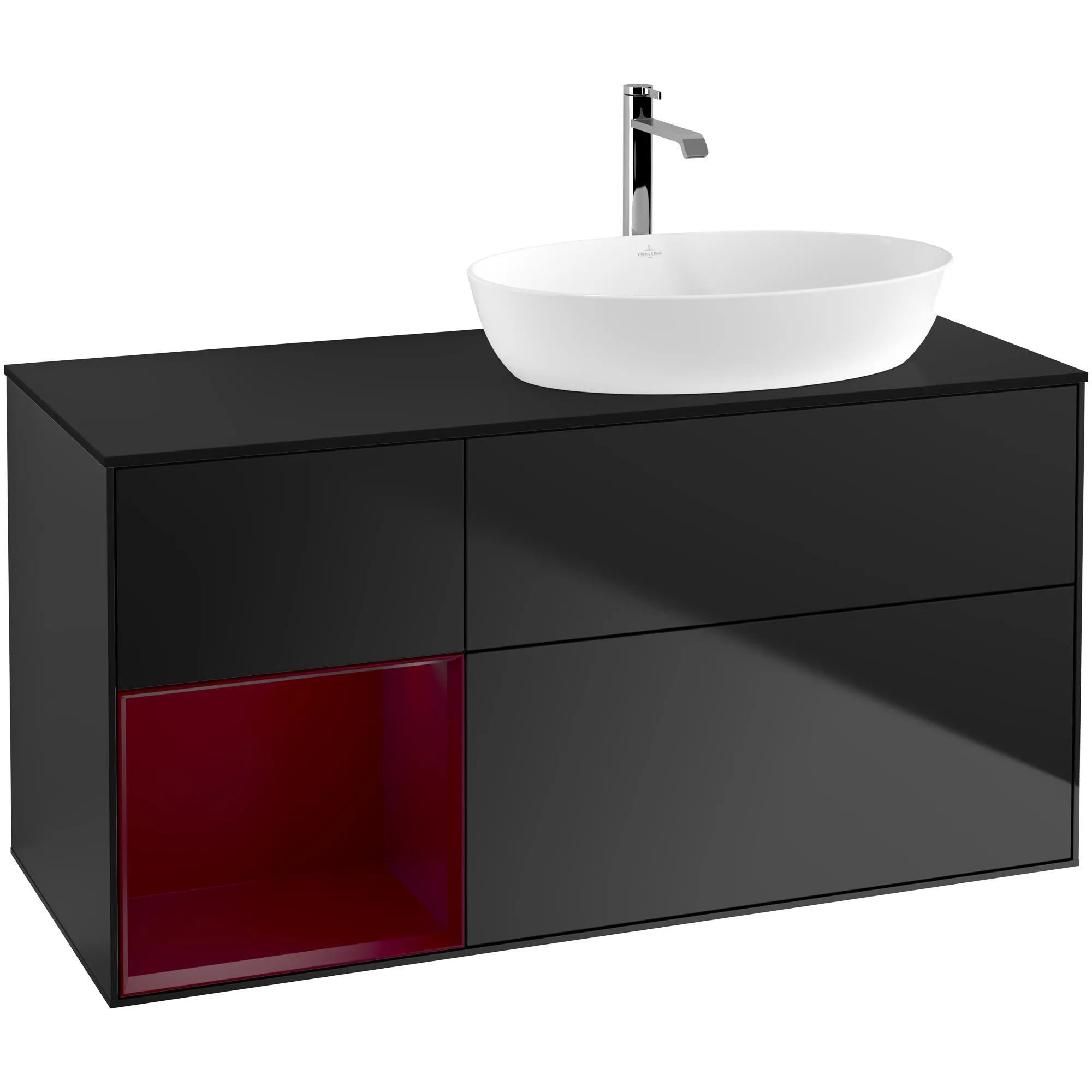 Tvättställsskåp Villeroy & Boch Finion med 3 Lådor Hylla och Bänkskiva för Ocentrerat Tvättställ från Artis & Collaro