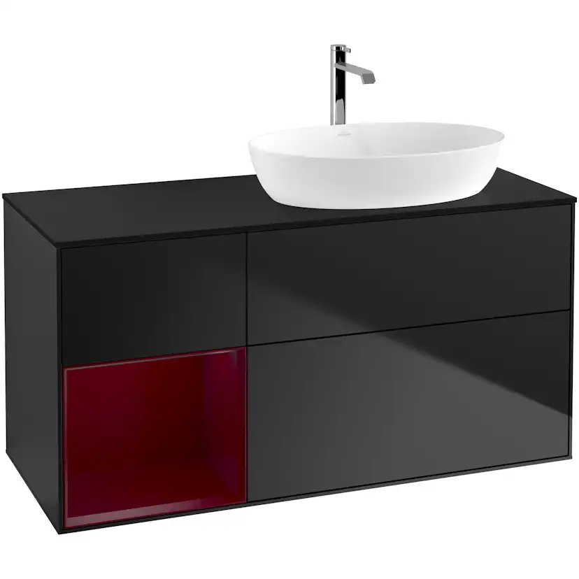 Tvättställsskåp Villeroy & Boch Finion med 3 Lådor Hylla och Bänkskiva för Ocentrerat Tvättställ från Artis & Collaro