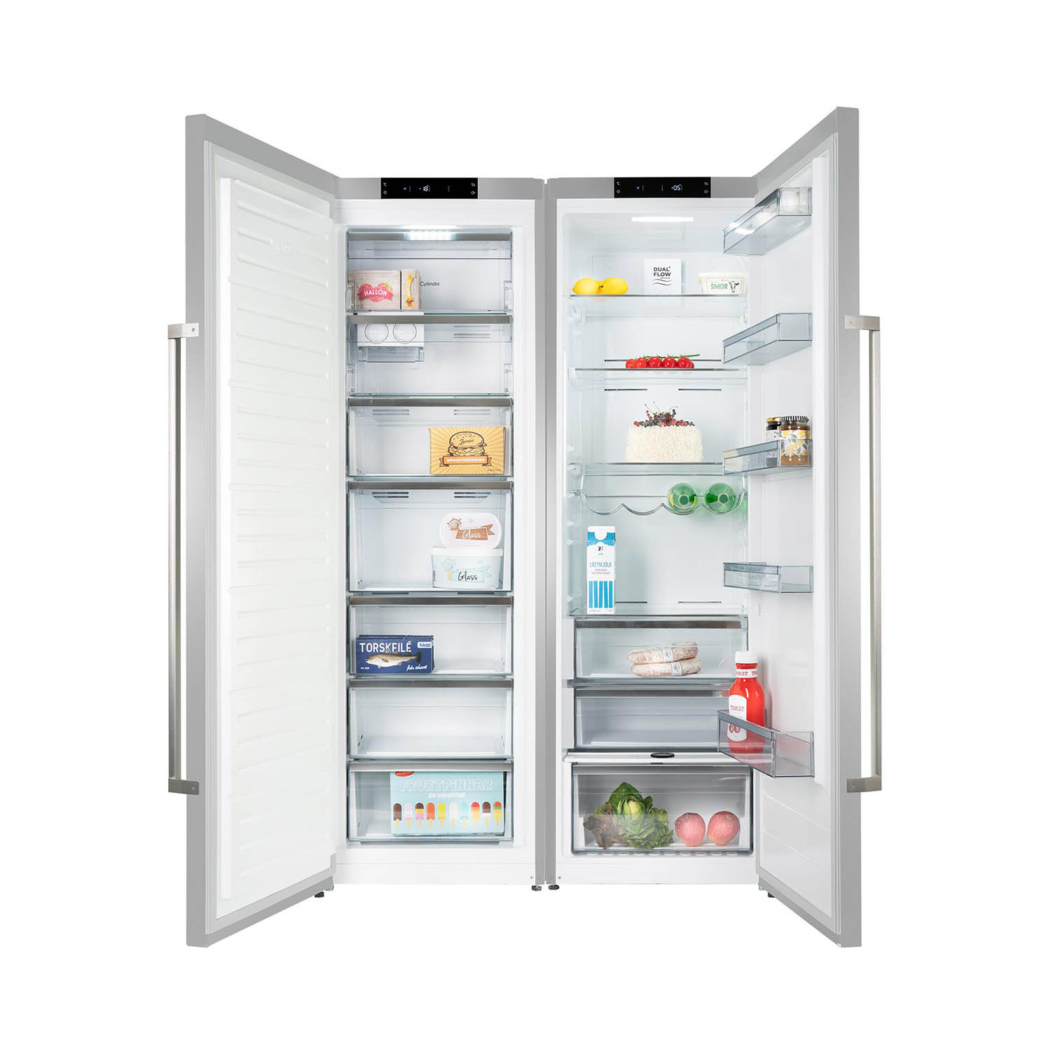 Fristående Kylskåp Cylinda K4485XRFHE Rostfritt Stål Höjd 1860 mm