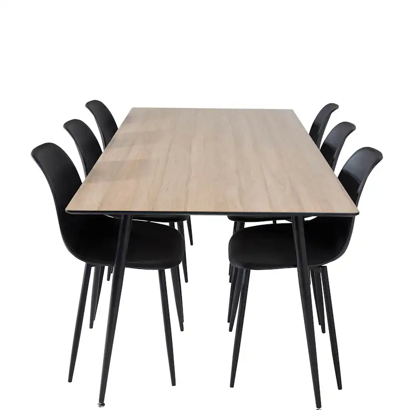 Silar Table -Melamine+Polar Chair - / Black _6 Natur/Svart