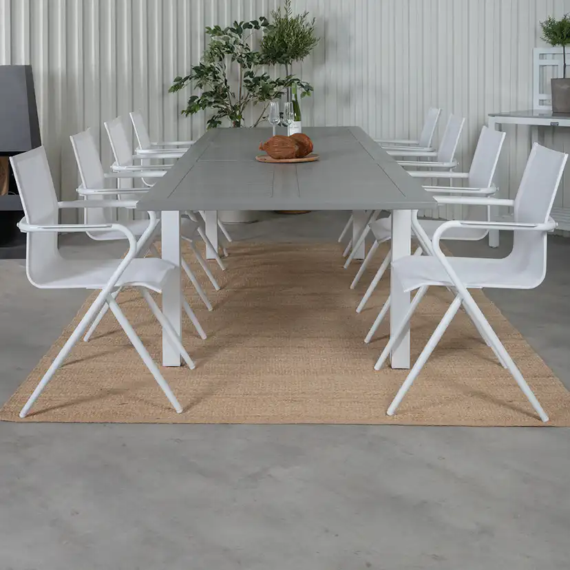 Matgrupp Venture Home Aleyna 224 Vit med 8 Aspen Matstolar