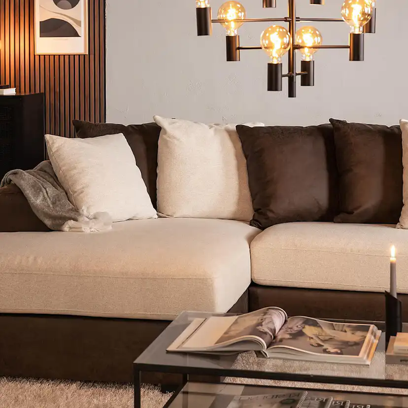 Cuba U-Soffa Divan Vänster inkl Kuvertkuddar Beige/Brun, Väntser